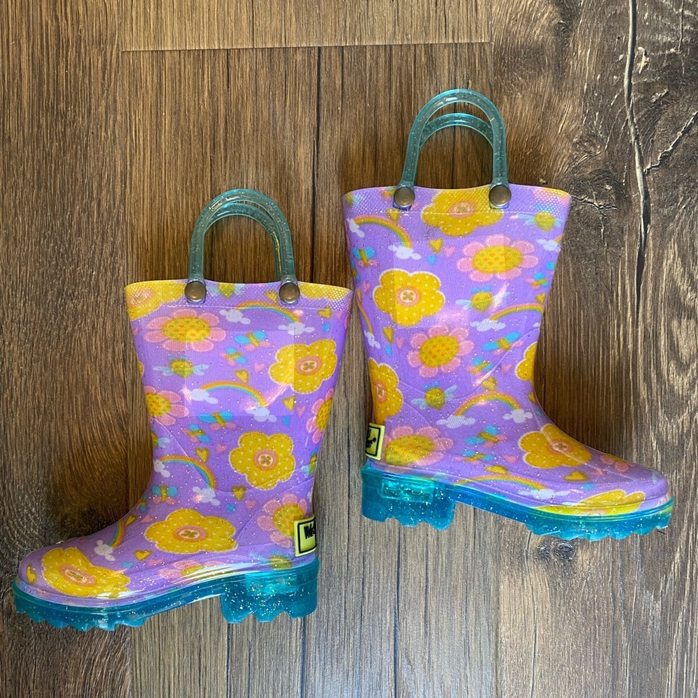 Western Chief Light Up Purple Rubber Rain Boots
